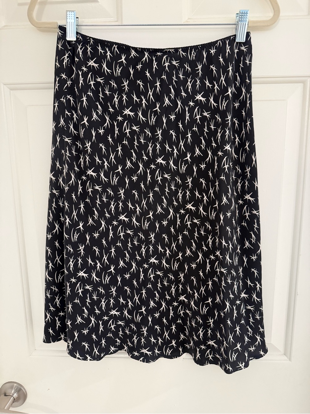 100% Silk Slip Skirt Black with White design Amanda Smith Y2K Size Medium